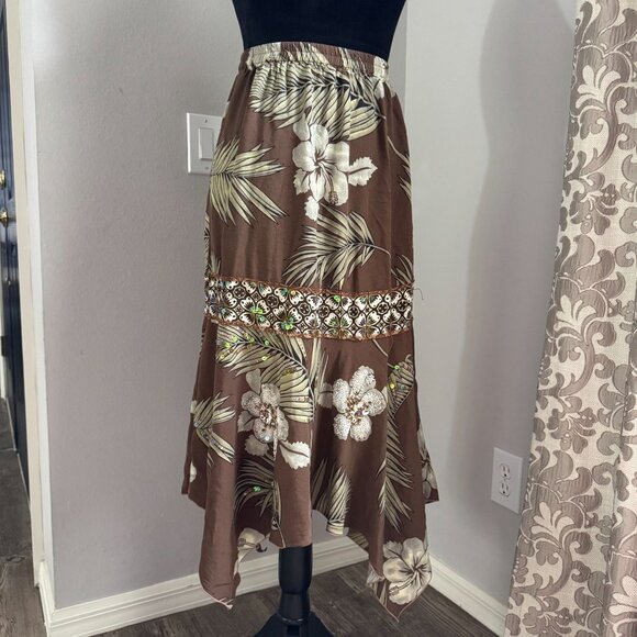 Vtg Ku De Ta Skirt Floral Shell Asymmetrical Handkerchief S Mermaid Boho Fairy‎ - Picture 5 of 7